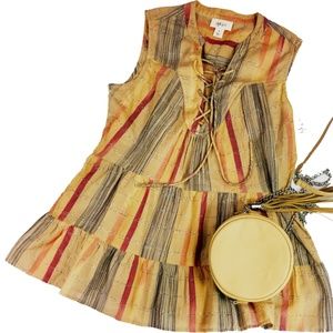 Style & Co Flowy Stripe Printed Lace-Up Top